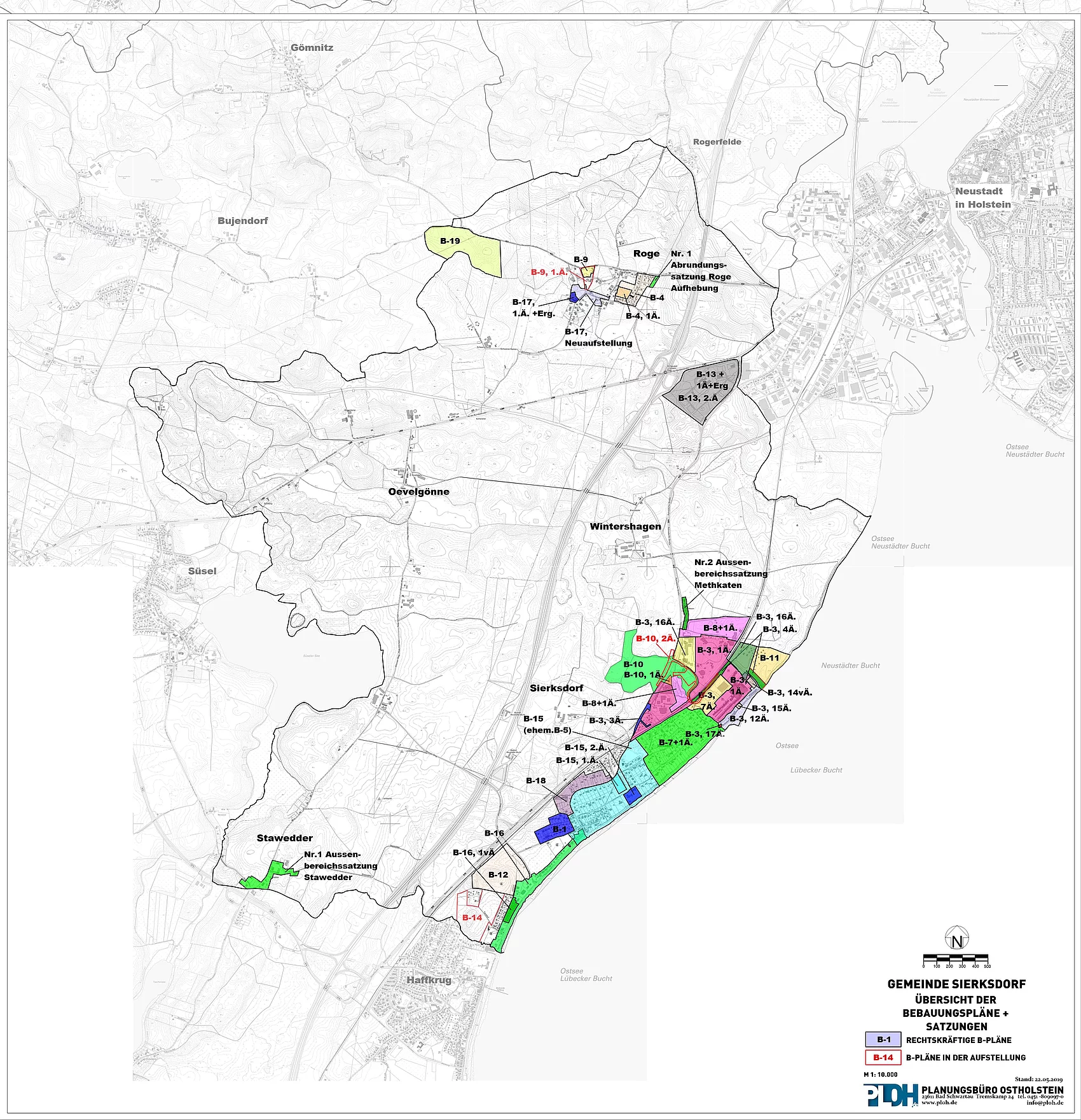Übersichtsplan der Bebauungspläne der Gemeinde Sierksdorf