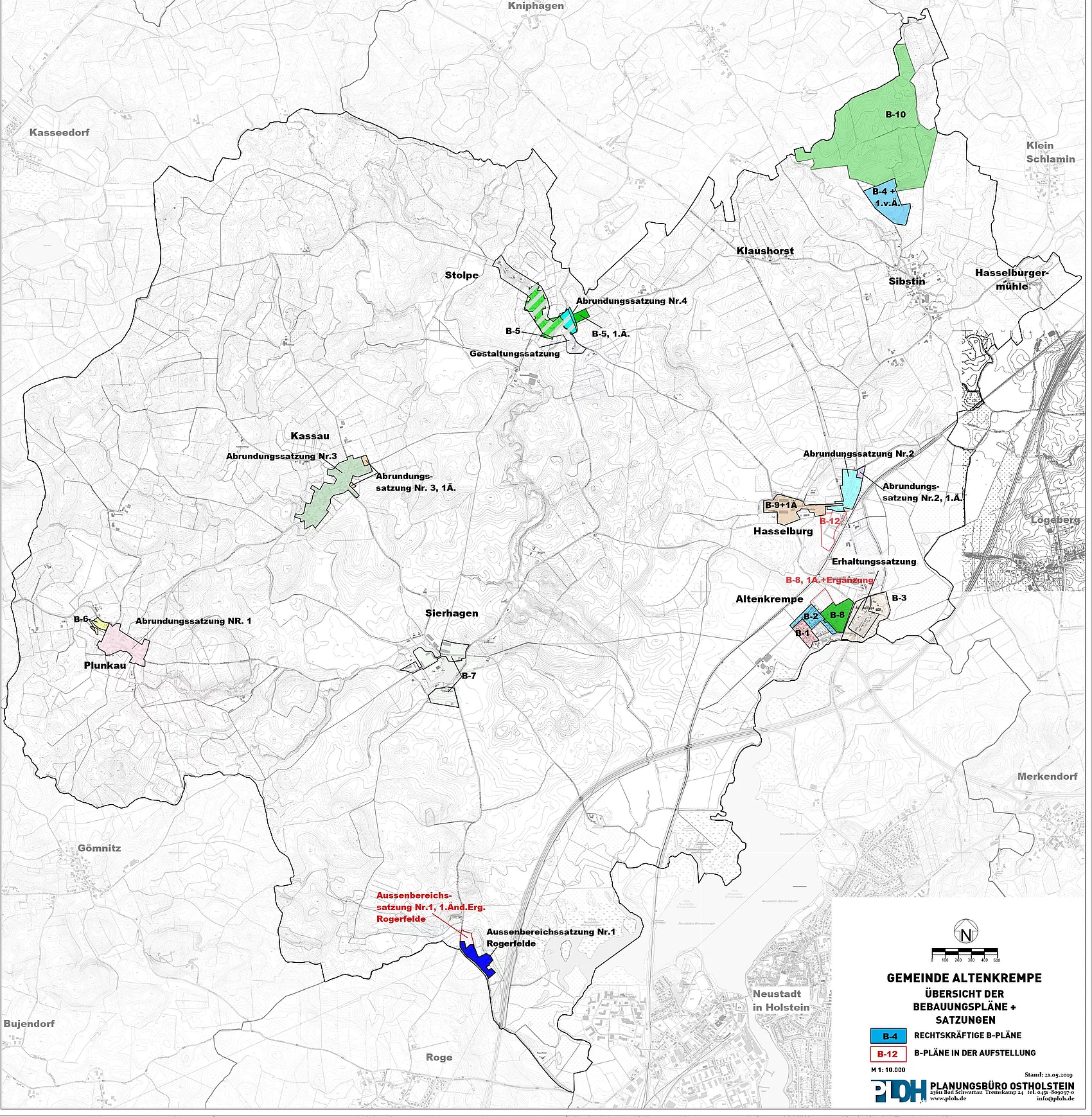 Übersichtsplan der Bebauungspläne der Gemeinde Altenkrempe