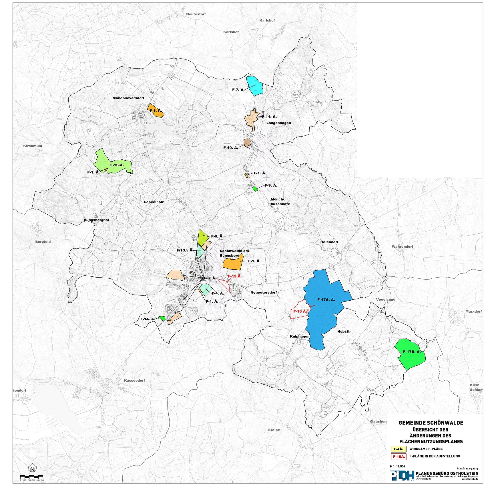 Übersichtsplan der Flächennutzungspläne der Gemeinde Schönwalde a. B.