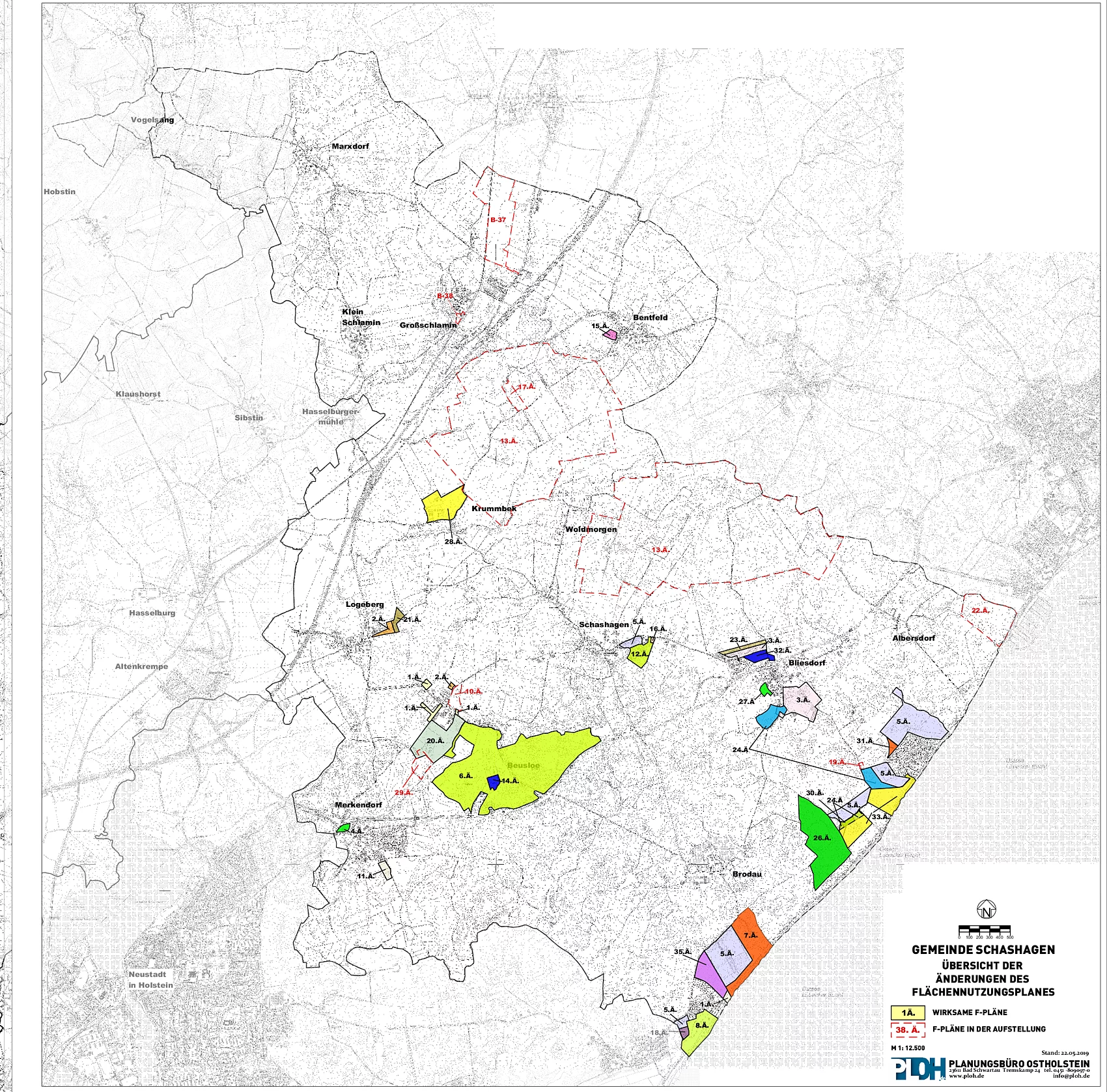 Übersichtsplan der Flächennutzungspläne der Gemeinde Schashagen