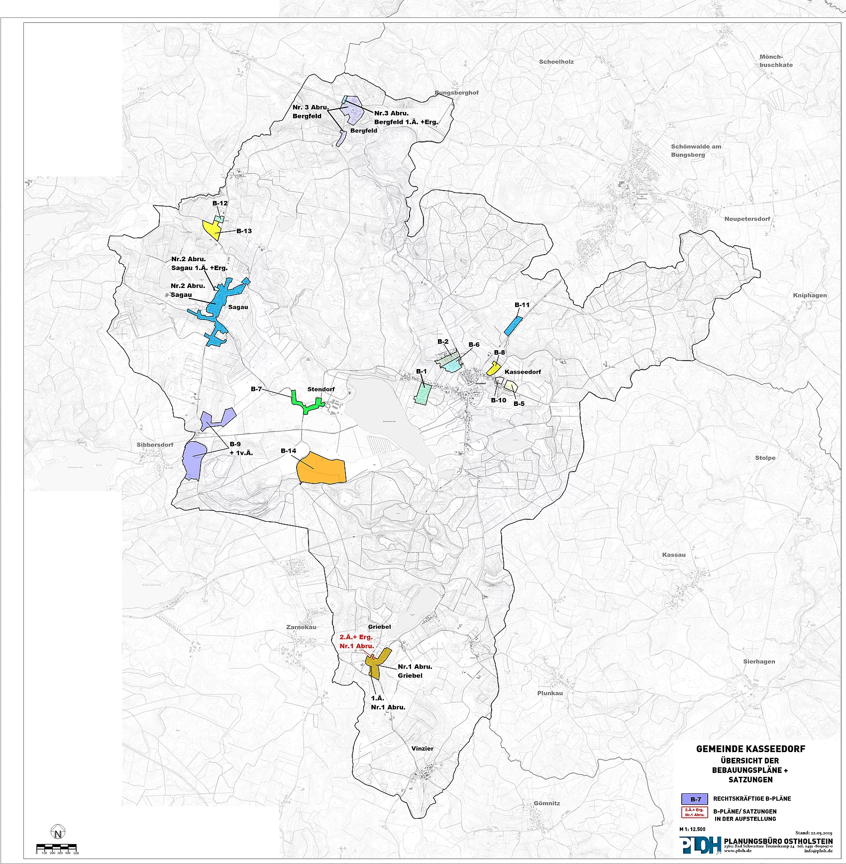 Übersichtsplan der Bebauungspläne der Gemeinde Kasseedorf